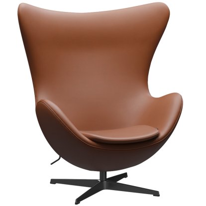 Egg Chair, Leder Essential, Walnut, Black, Ohne Fußhocker