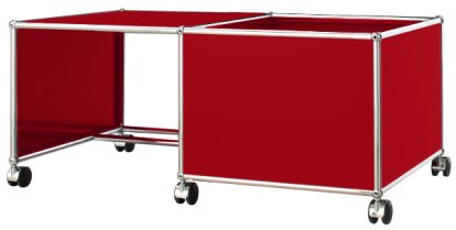 USM Haller Kinder Rolltisch, Kasten rechts, USM rubinrot