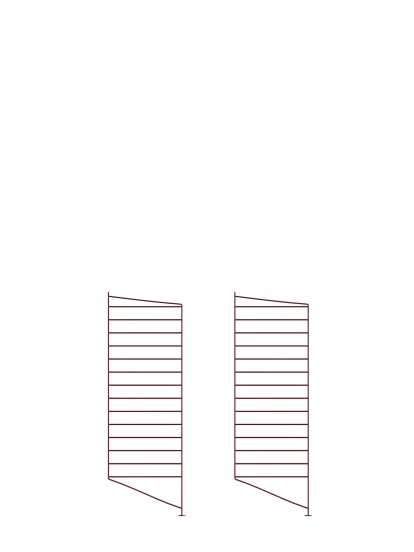 String System Bodenleiter, 2er Set, 85 x 30 cm, Dunkelrot