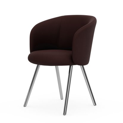 Mikado Armlehnstuhl, Vierbein-Untergestell, 4-Bein, Aluminium poliert, Plano, Dunkelrot / nero, Gleiter für Teppichboden