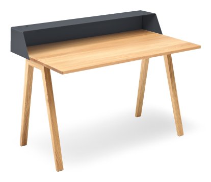 PS04 / PS05 Sekretär, B 120 x T 75 cm (PS05), Anthrazitgrau (RAL 7016), Eiche geölt, Ohne Elektrobox