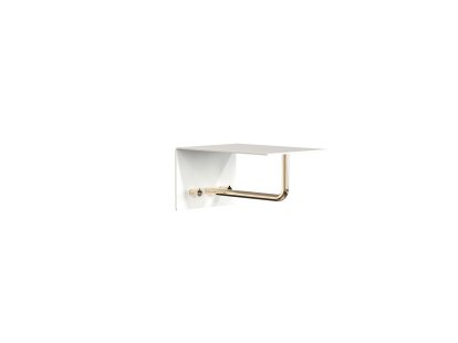 Unu Wandgarderobe, Mit Stange, Mit 2 Haken, Weiß matt / gold poliert