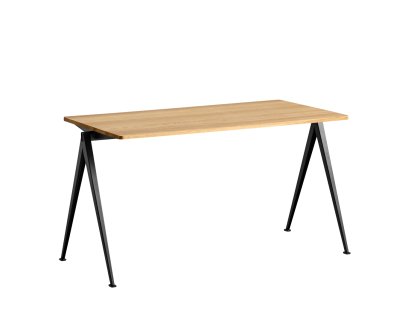 Pyramid Tisch 01, L 140 x B 65 x H 74 cm, Eiche lackiert, Stahl pulverbeschichtet schwarz