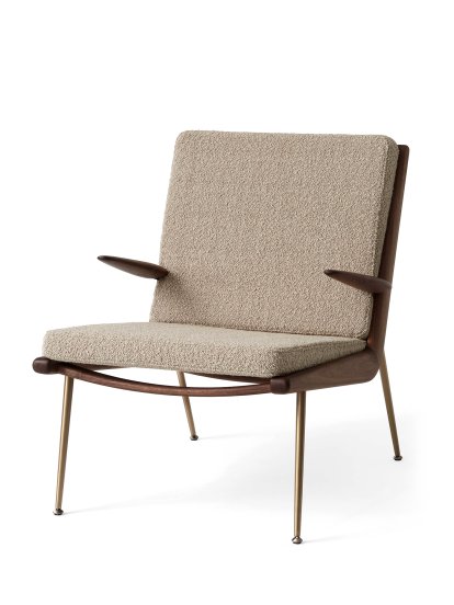 Boomerang Lounge Sessel HM2, Karakorum, Nussbaum geölt, Mit Armlehnen