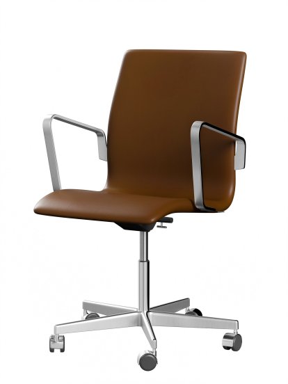 Oxford Bürodrehstuhl, Mit Armlehnen, Niedriger Rücken, Rollfuß, Softleder, Walnut