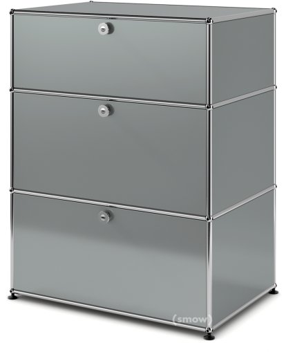 USM Haller Kommode mit 3 Schubladen, H 95 + 4 x B 75 x T 50 cm, Mittelgrau RAL 7005