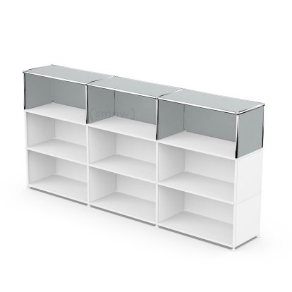 USM Haller Anbaupaket Vertikal 3, USM mattsilber, 35 cm