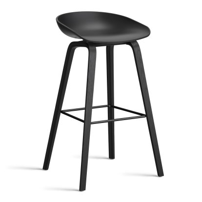 About A Stool AAS 32 Barhocker, Barvariante: Sitzhöhe 74 cm, Eiche schwarz lackiert, Black 2.0