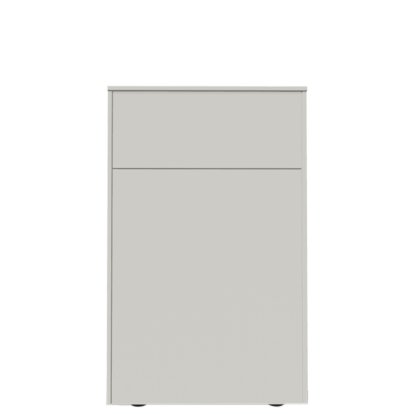 Aventa Sideboard mit Tür und Schubkasten, 60 cm, 4 Höhenraster, Melamin weiß, Kunststoffgleiter
