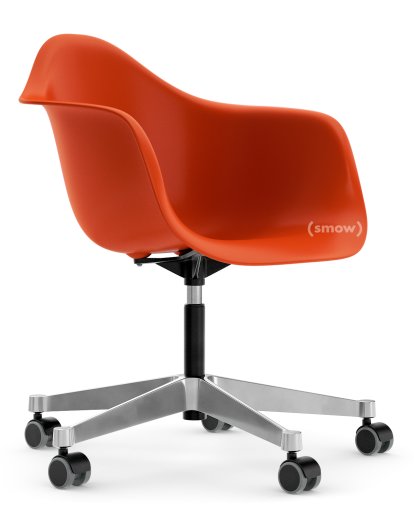 Eames Plastic Armchair PACC, Poppy Red, Ohne Polsterung, Ohne Polsterung