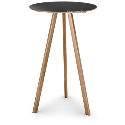 Copenhague Round Tisch CPH20, Ø 70 x H 105, Eiche lackiert, Linoleum schwarz