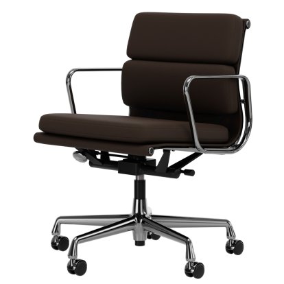 Soft Pad Chair EA 217, Verchromt, Leder Premium F kastanie, Plano braun