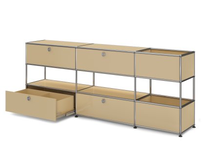 USM Haller Kinder Sideboard L mit Aufbewahrungsboxen, Einfarbig, USM beige, Mit Auszügen (inkl. Einlegerahmen)