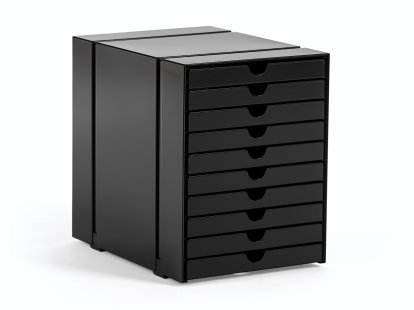 USM Inos Kasten-Set C4 für USM Haller Regale, mit 10 Schalen, Graphitschwarz RAL 9011