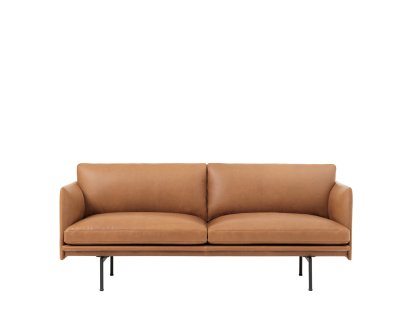 Outline Sofa, Zweisitzer, Leder cognac, Aluminium, schwarz