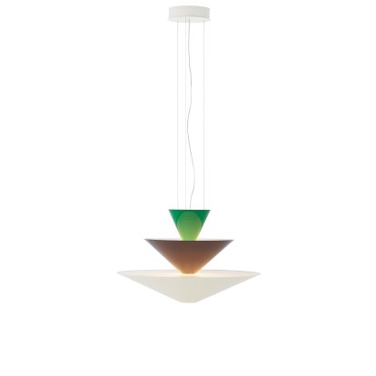 Gio Pendelleuchte LN14 / LN15, Ø 60 cm x H 39 cm, Signal green, deep blue & ecru white