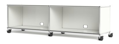 USM Haller TV-/HiFi-Lowboard, individualisierbar, Reinweiß RAL 9010, Offen, Mit Kabeldurchlass unten mittig