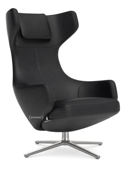 Grand Repos Loungesessel, Sessel Grand Repos, Leder Premium F nero, 40 cm, Poliert
