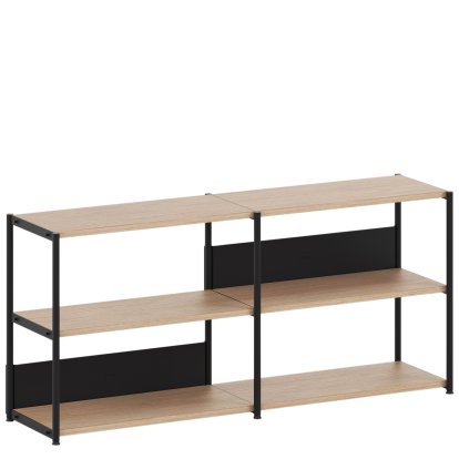 Unit Sideboard L Holz, Offen, Eiche / Graphitschwarz