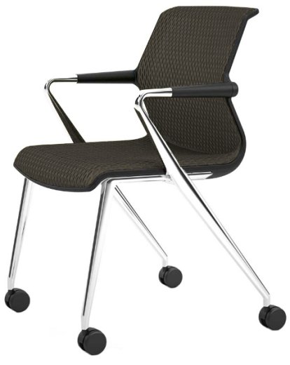 Unix Chair Vierbeinfuß mit Rollen, Diamond Mesh dimgrey, Basic dark, Aluminium poliert