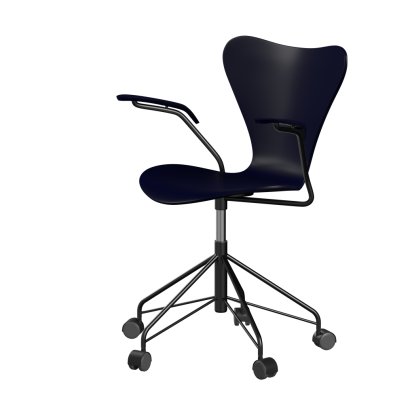 Serie 7 Drehstuhl 3117/3217 New Colours, Mit Armlehnen, Lack, Midnight blue, Black