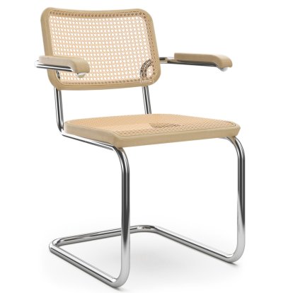 S 64 V Pure Materials Freischwinger, Eiche / natur, Verchromt, Ohne Gleiter