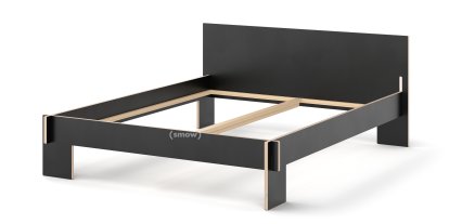 Siebenschläfer Bett, 160 x 200 cm, Mit Kopfteil, Schwarz, Ohne Lattenrost