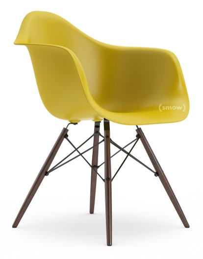 Eames Plastic Armchair DAW, Senf, Ohne Polsterung, Ohne Polsterung, Standardhöhe - 43 cm, Ahorn dunkel