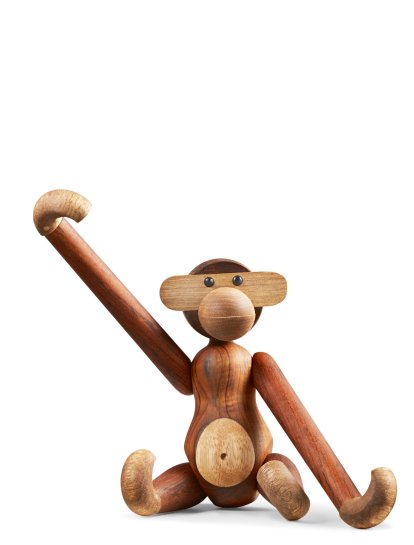 Affe Holzfigur, Mittel (H 28 cm), Teak/Limba