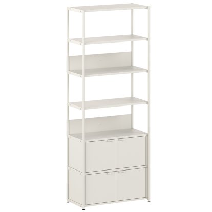 Unit Regal Stahl, 215 cm , 2 x Doppeltür, Creme weiß