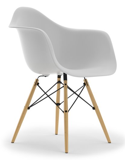 Eames Plastic Armchair DAW, Cotton white, Ohne Polsterung, Ohne Polsterung, Standardhöhe - 43 cm, Ahorn gelblich