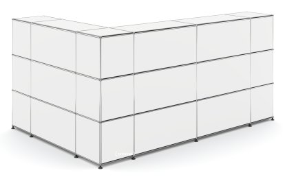 USM Haller Theke Typ 4, Reinweiß RAL 9010, Ecke geschlossen