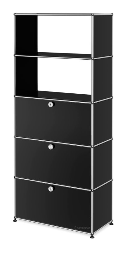 USM Haller Aktenregal mit Klappen und Schublade, Graphitschwarz RAL 9011