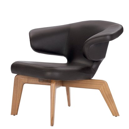 Munich Loungesessel, Classic Leder chocolate, Nussbaum