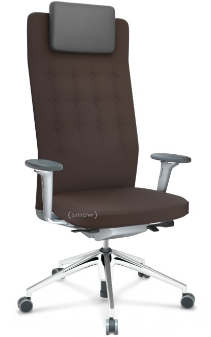 ID Trim L, FlowMotion ohne Sitztiefenverstellung, Mit 3D-Armlehnen, Soft grey, Stoff Plano braun, Weich für harte Böden