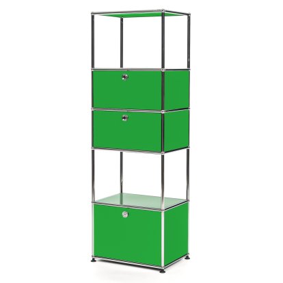 USM Haller Wohnzimmer Regal M Typ 2, USM grün, Mit 2 Klappen und 1 Auszug (inkl. Einlegerahmen)