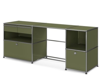 USM Haller Schreibtisch Typ 3, Olivgrün RAL 6003, Nivellierfüße