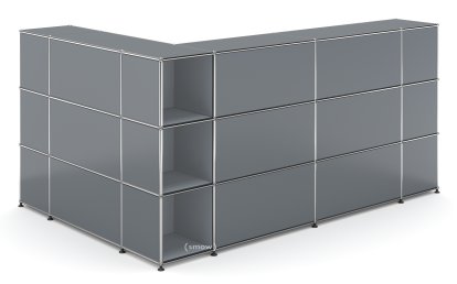 USM Haller Theke Typ 4, Mittelgrau RAL 7005, Ecke offen