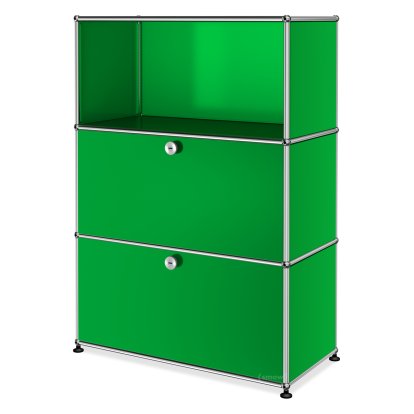 USM Haller Highboard M, individualisierbar, USM grün, Offen, Mit Klappe, Mit Klappe