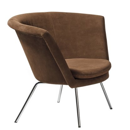 H57 Sessel, Verchromt, Veloursleder, Mocca