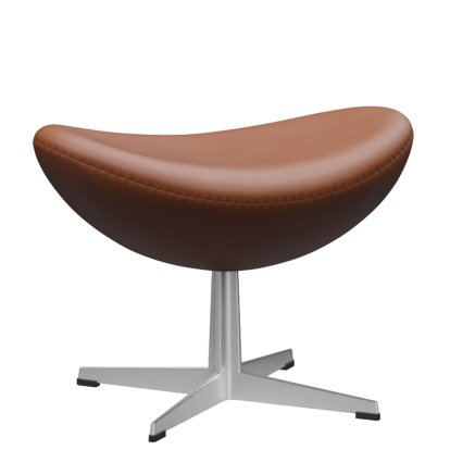 Egg Fußhocker, Leder Essential, Walnut, Satingebürstetes Aluminium