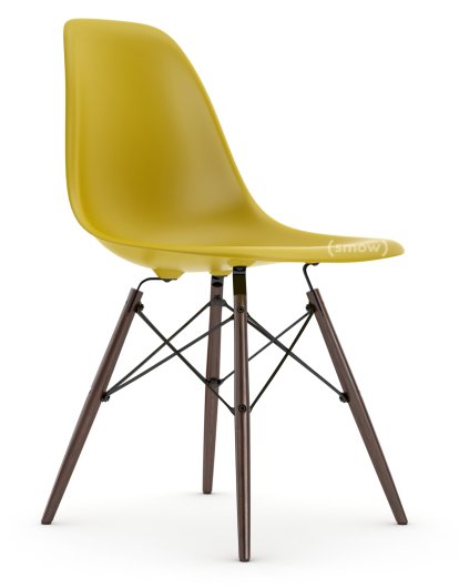 Eames Plastic Side Chair DSW, Senf, Ohne Polsterung, Ohne Polsterung, Standardhöhe - 43 cm, Ahorn dunkel