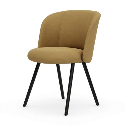 Mikado Stuhl, Vierbein-Untergestell, 4-Bein, Aluminium pulverbeschichtet basic dark, Dumet, Ocker melange, Filzgleiter für harte Böden