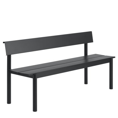 Linear Steel Bank mit Rückenlehne, L 170 x B 50,9 cm, Black