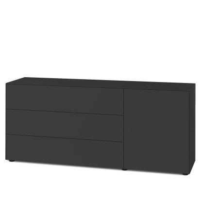 Nex Pur Box 2.0 mit Schubkästen und Türen , 48 cm, H 75 cm x B 180 cm (mit Tür und drei Schubkästen), Graphit