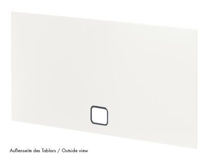 USM Haller Tablar mit Kabeldurchlass, 75 x 35 cm, Reinweiß RAL 9010, Unten mittig