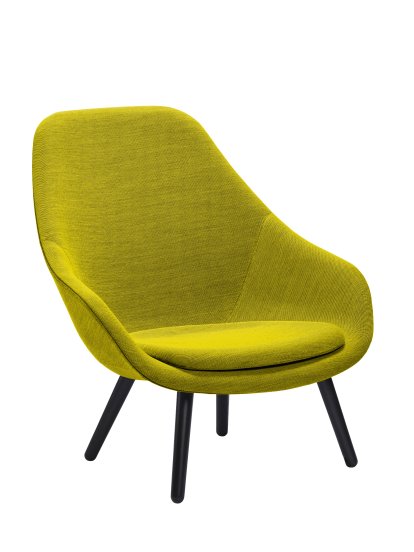 About A Lounge Chair High AAL 92 Loungestuhl, Hallingdal 420 - gelb, Eiche schwarz lackiert, Mit Sitzkissen