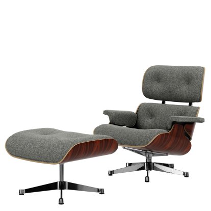 Eames Lounge Chair & Ottoman Nubia, Salt'n'pepper / Santos Palisander, natur