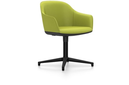 Softshell Armchair auf Viersternfuß, Aluminium pulverbeschichtet basic dark, Plano, Avocado, Gleiter für Teppichboden