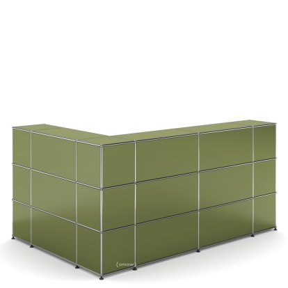 USM Haller Theke Typ 4, Olivgrün RAL 6003, Ecke geschlossen